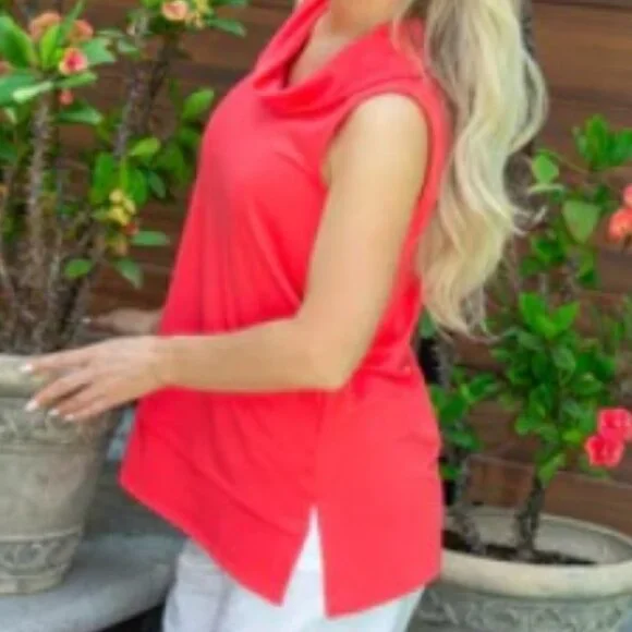 Pure Essence Bamboo Sleeveless Mock Neck Tunic – Coral Pink XS NWT - Picture 8 of 10